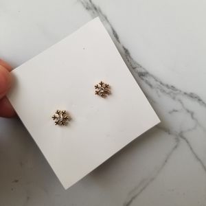 Gold toned Snowflake CZ Stud Earrings